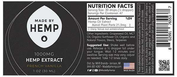 French Vanilla Extra Strength Hemp Extract